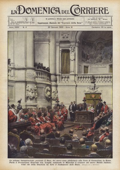 Die feierliche Eröffnung des neuen Gerichtsjahres am Kassationsgericht in Rom, in Anwesenheit des Duce von Achille Beltrame