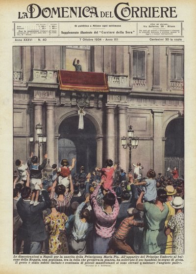 Die Demonstrationen in Neapel zur Geburt der Prinzessin Maria Pia von Achille Beltrame