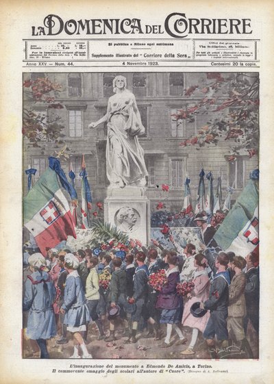 Die Einweihung des Denkmals für Edmondo De Amicis in Turin von Achille Beltrame