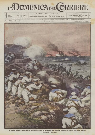 Der unglückliche österreichische Versuch, die Insel Pelagosa zurückzuerobern, die Angreifer zurückgeschlagen von Achille Beltrame