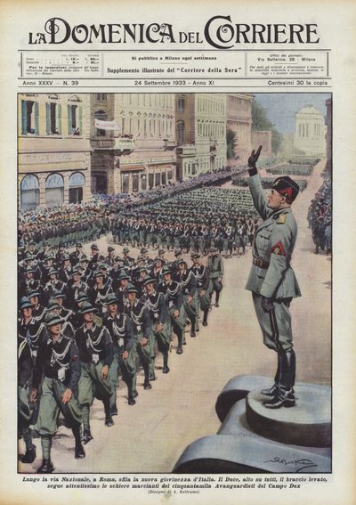 Auf der Via Nazionale in Rom marschiert die neue Jugend Italiens von Achille Beltrame