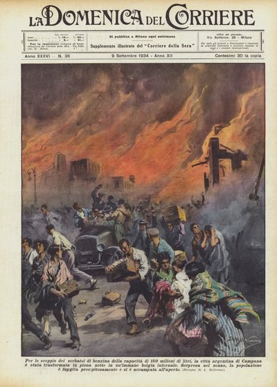 Durch die Explosion von Benzintanks mit einer Kapazität von 150 Millionen Litern, die argentinische Stadt von Achille Beltrame