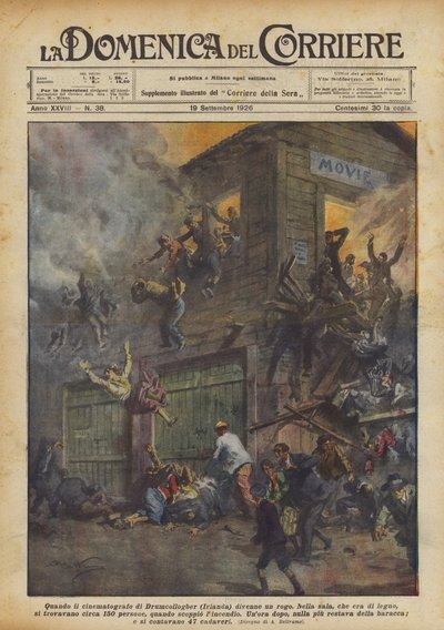 Als das Kino von Drumcollogber (Irland) in Flammen aufging von Achille Beltrame