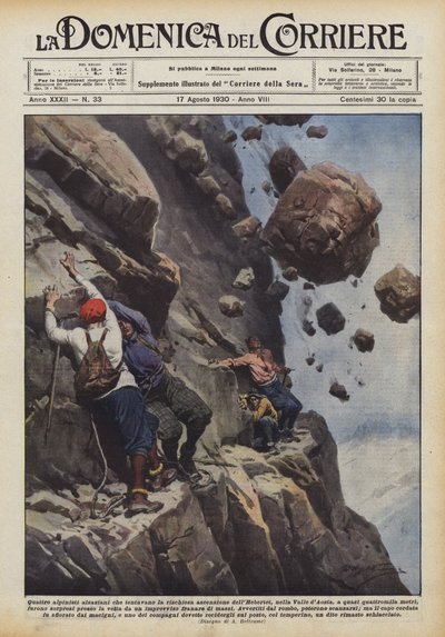 Vier elsässische Bergsteiger, die den riskanten Aufstieg des Hebertet versuchten von Achille Beltrame