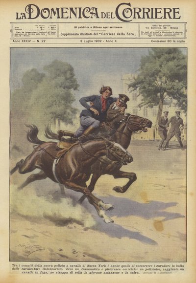 Zu den Aufgaben der neuen berittenen Polizei von New York gehört auch die Rettung von Reitern... von Achille Beltrame