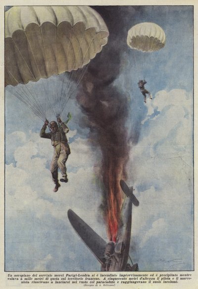 Ein Frachtflugzeug der Strecke Paris-London fing plötzlich Feuer und stürzte ab von Achille Beltrame