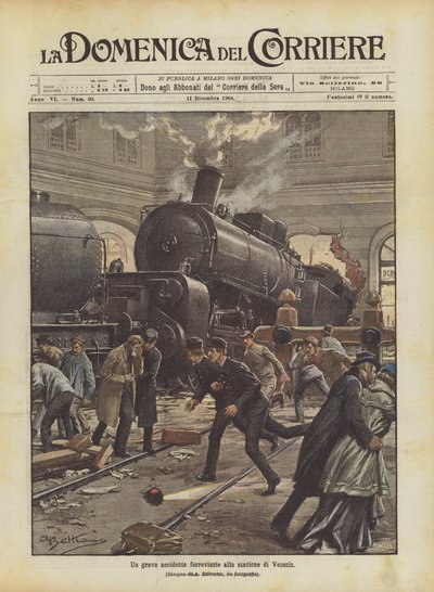 Ein schwerer Eisenbahnunfall am Bahnhof von Venedig von Achille Beltrame