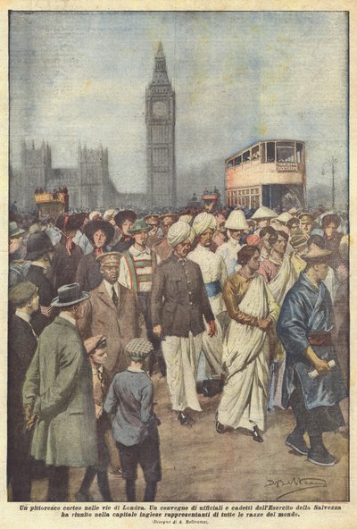Ein malerischer Umzug auf den Straßen von London von Achille Beltrame