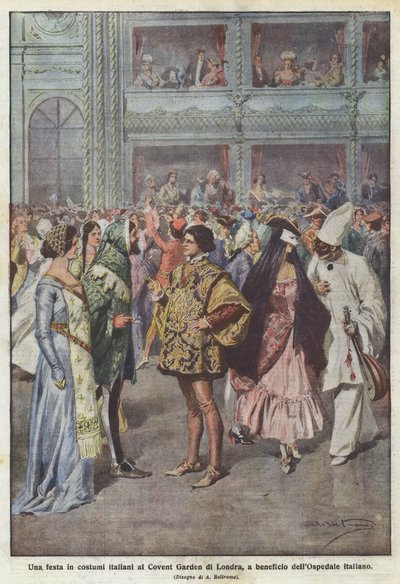 Ein Fest in italienischen Kostümen im Covent Garden in London zugunsten des italienischen Krankenhauses von Achille Beltrame