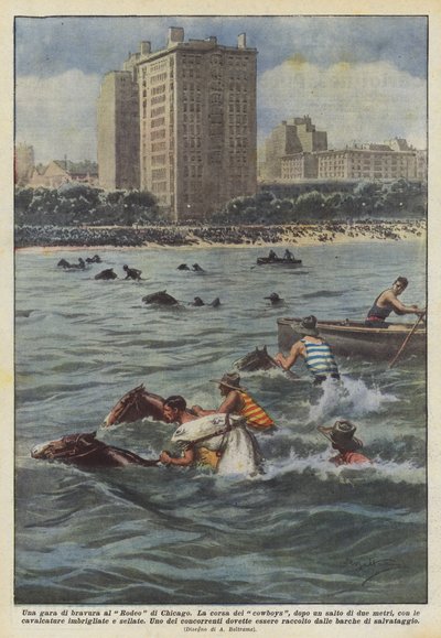 Ein Geschicklichkeitswettbewerb beim Rodeo in Chicago von Achille Beltrame