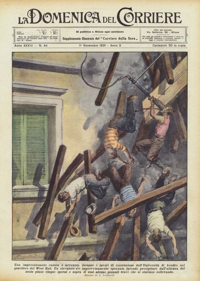 Ein beeindruckender Sturz ereignete sich während der Bauarbeiten an der Universität von London? von Achille Beltrame