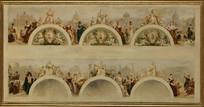 Die Stadt Paris bietet allen Nationen die Gastfreundschaft ihrer Kunstschulen, Museen und wissenschaftlichen Einrichtungen - Skizze für die Eingangshalle des Hôtel de Ville de Paris von Achille Sirouy