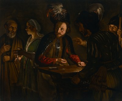 Die Verleugnung des Heiligen Petrus, um 1627 von Adam de Coster