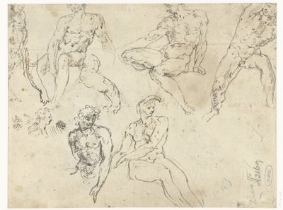 Studien von sitzenden nackten Männern, die Ignudi von Adamo Scultori