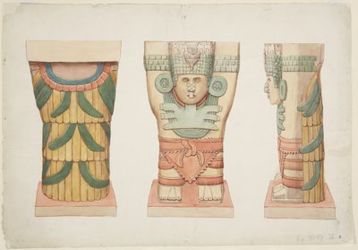 Karyatide aus der äußeren Kammer, Tempel A, Ballspielplatz, Chichen Itza von Adela Breton
