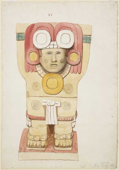 Karyatide aus der äußeren Kammer, Tempel A, Ballspielplatz, Chichen Itza, Mexiko von Adela Breton