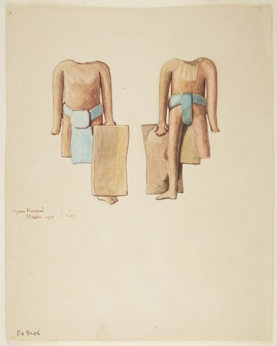 Vorder- und Rückseite einer kopflosen Figur mit fehlendem rechten Bein und rechter Hand von Adela Breton