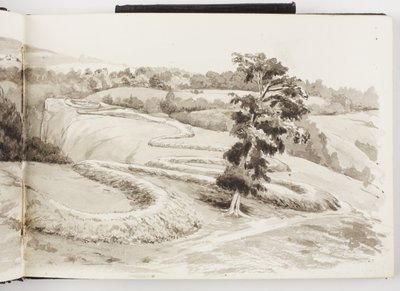 Skizzenbuch mit Tinten- und Graphitzeichnungen und Aquarellen von Adela Breton