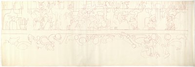 Südwand, Oberer Tempel der Jaguare, Chichen Itza, Mexiko, südliches Viertel von Adela Breton