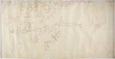 Abzeichnung eines Wandgemäldes aus Casa de Monjas, Chichen Itza, Mexiko, Gewölbe in großer Kammer von Adela Breton
