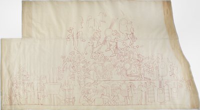 Abzeichnung eines Wandgemäldes von der Decke des südlichen Gewölbes, Oberer Tempel der Jaguare, Chichen Itza, Mexiko von Adela Breton