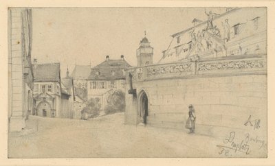 Bamberg. Domplatz zwischen Domplatz 1 und Domkranz nach Süden von Adolph Menzel