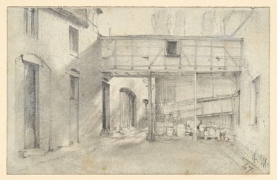 Blick in einen Hof von Adolph Menzel
