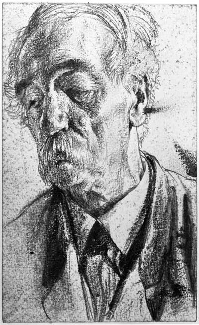 Brustbild eines älteren Mannes mit Schnurrbart von Adolph Menzel