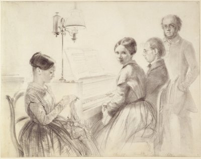 Familie am Flügel von Adolph Menzel