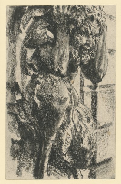 Faun als Atlant an der nordöstlichen Bogengalerie des Zwingers in Dresden von Adolph Menzel