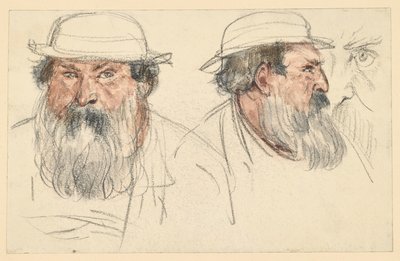 Kopf eines bärtigen Mannes in zwei Studien von Adolph Menzel