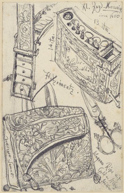 Patronentasche mit Reiseapotheke zum Jagdsattel des Kurfürsten Johann Georg I. von Sachsen aus dem Jahr 1618, Historisches Museum, Dresden von Adolph Menzel