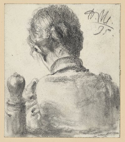 Rückenansicht einer auf einem Stuhl sitzenden Frau von Adolph Menzel