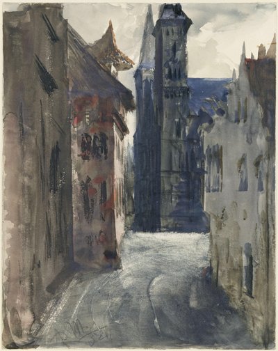 Straße und St. Sebaldkirche in Nürnberg von Adolph Menzel