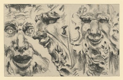 Zwei Faunmasken im Zwinger in Dresden von Adolph Menzel