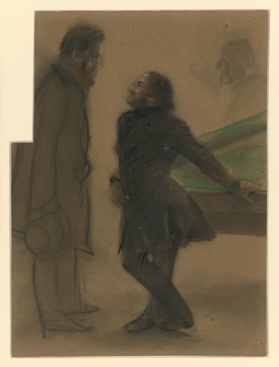 Zwei Herren am Billardtisch von Adolph Menzel