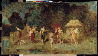 Junge Frauen im Park vereint von Adolphe Joseph Thomas Monticelli