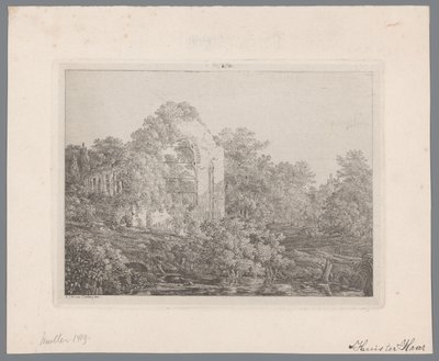 Ansicht der Ruine von Schloss de Haar von Adriaan Jacob Willem van Dielen