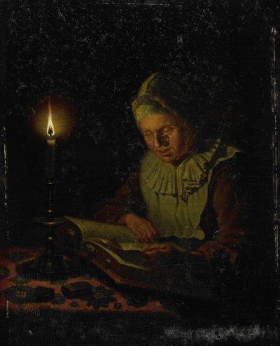 Alte Frau beim Lesen von Adriaan Meulemans
