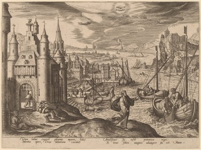 Jesus ruft die Apostel unter den Fischern von Adriaen Collaert after Hans Bol