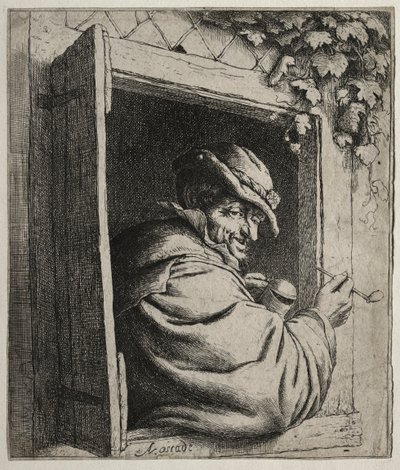 Der Raucher am Fenster von Adriaen Jansz. van Ostade