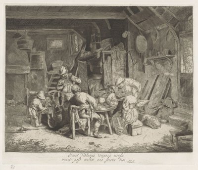 Bauern bei einer Mahlzeit in einem Gasthaus von Adriaen van Ostade