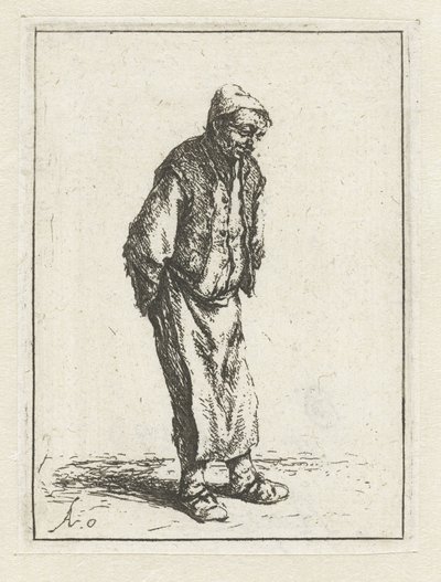 Stehender Bauer mit den Händen auf dem Rücken von Adriaen van Ostade