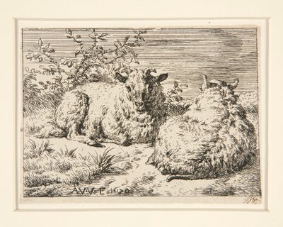 Les Deux Moutons von Adriaen van de Velde