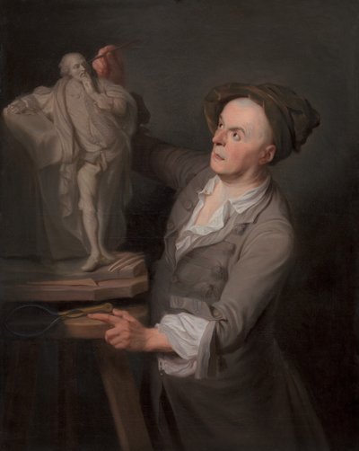 Louis-Francois Roubiliac modelliert sein Denkmal für Shakespeare, zwischen 1760 und 1761 von Adrien Carpentiers