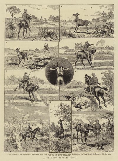 Eine Nylghau-Jagd in Indien von Adrien Emmanuel Marie