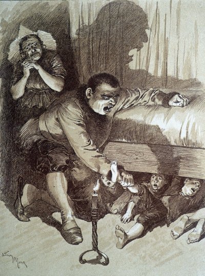 Der kleine Däumling - in „Les contes de fées“ von Charles Perrault, Illustrationen von Adrien Marie von Adrien Emmanuel Marie