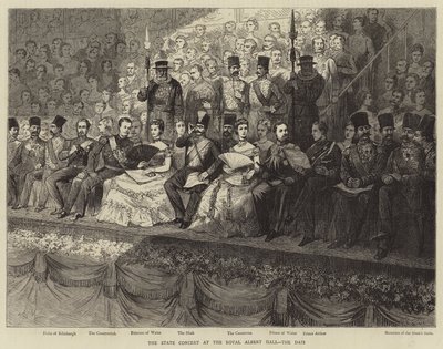 Das Staatskonzert in der Royal Albert Hall, das Podium von Adrien Emmanuel Marie