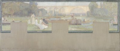 Skizze für das Rathaus von Nogent-sur-Marne: Die Ruhe - die Schifffahrt, Frühling 1889 von Adrien Karbowsky