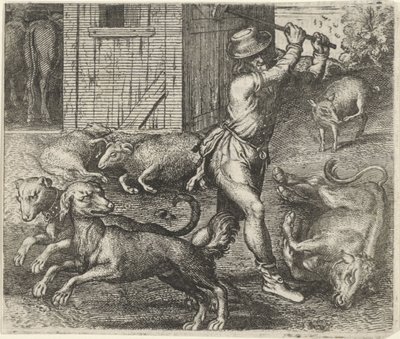 Fabel von einem Bauern und seinen Hunden von Egidius  Sadeler (II)